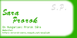 sara prorok business card